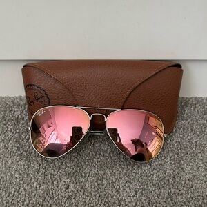 Ray-Ban Sunglasses Aviator Flash Lenses in Pink and Silver